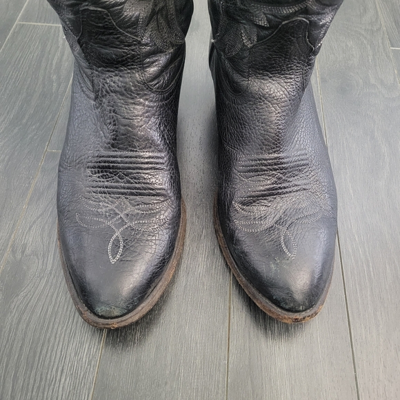 TONY LAMA Vintage Black Western Leather Cowboy Boots Womens Size 8.5 - Picture 5 of 10